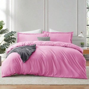 Light Pink Queen Duvet Cover Set, 3 Piece, Soft Double Brushed, 90x90 Inch Duvet with Pillow Shams - 1 of 4