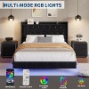 Floating Bed Frame,Bed Frame, Velvet Upholstered Platform Bed with Storage Headboard, RGB LED Light,Wood Slats,Noise Free, Easy Assembly - 4 of 4
