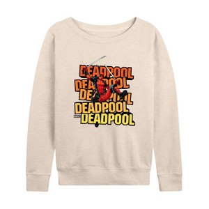 Women's - Marvel - Deadpool Katana Pose Lightweight French Terry Wide Neck Long Sleeve Shirt - 1 of 4
