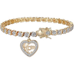 18k Yellow Gold Plated Diamond Accent Tennis Bracelets Bracelets with Accent S-Link Chain - 1 of 4