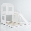 Twin Over Full Wooden Bunk Bed with Slide, Playhouse Design, Windows, and Ladder, Convertible Layout - 3 of 4