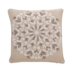 Saro Lifestyle Embroidered Down-Filled Pillow With Beaded Design - 1 of 3