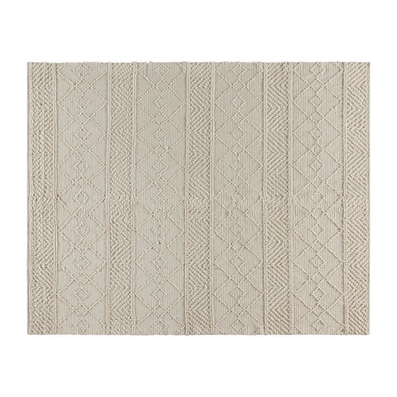 Merrick Lane Geometric Design Handwoven Area Rug - Wool/Polyester/Cotton Blend in, 1 of 12