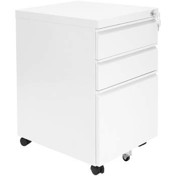 Mount-It! 3 Drawer Cabinet for Under Desk with Wheels | Rolling Storage with Lock for Files & Materials, Mobile Space Saving for Home & Office - White