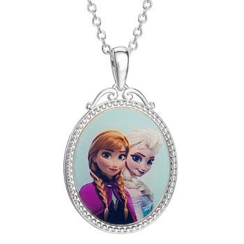 Disney Frozen Sisters Elsa and Anna Silver Plated Pendant Necklace, 18"