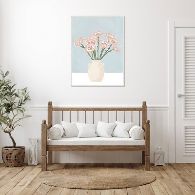 32"x42" Pastel Pink Floral Canvas Wall Art with White Frame