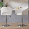 VECELO Velvet Bar Chair Adjustable Bar Stools 360° Swivel Vanity Chair with Mid Back and Metal Base Pearl White - 4 of 4