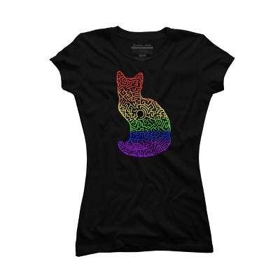 Adult Design By Humans Pride Rainbow Cat Maze By MisoKnotty T-Shirt