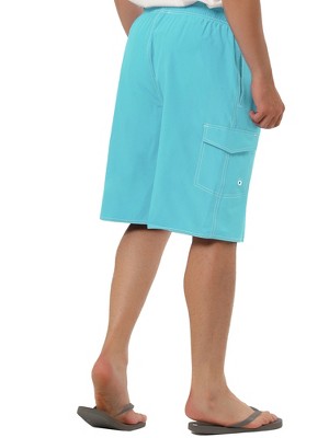 TATT 21 Men's Summer Casual Solid Color Drawstring Elastic Waist Beach Board Short Light Blue 28 — фото 3