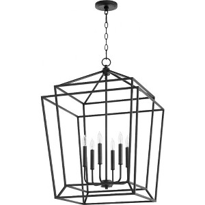 Quorum Lighting Monument 6-Light Entry Pendant, Noir Finish, 21 Width, 31 Height - 1 of 4