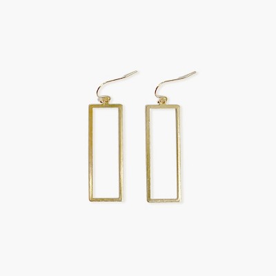 Sanctuary Project Statement Rectangle Frame Drop Earrings Gold