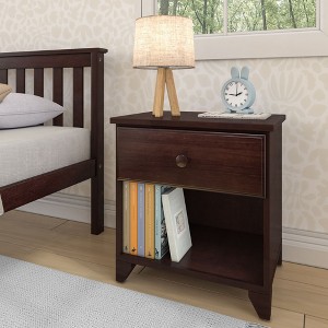 Max & Lily Classic Wood Nightstand with 1 Drawer, Kids Bedside Table/End Table, Small Nightstand for Bedroom - 1 of 4