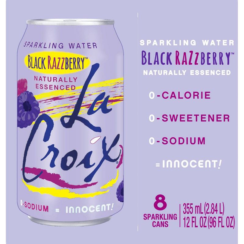LaCroix Sparkling Water Black Razzberry - 8pk/12 fl oz Cans, 5 of 9
