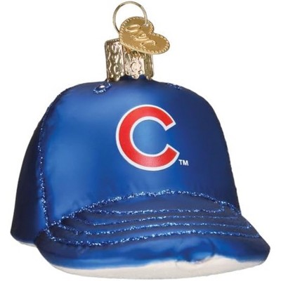 Old World Christmas Blown Glass Ornament for Christmas Tree, Chicago Cubs Baseball Cap (with OWC Gift Box)