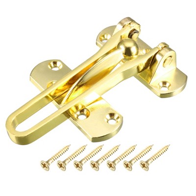 Unique Bargains Household Door Restrictor Lock Catch Metal Safety Security Chain Latch 2.4"x4"x0.3" Gold Tone