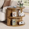 Tribesigns Half Round End Table, 3-Tier Farmhouse Nightstand with Storage, Fluted Semi-Circle Side Table for Bedroom, Living Room, Brown - 2 of 4