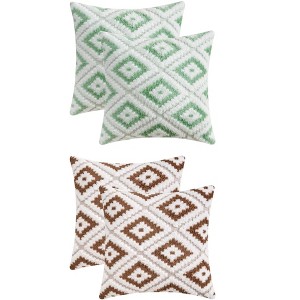 REGALWOVEN 4 Pcs Geometric Pattern Soft Short Plush Decorative Throw Pillow Covers - 1 of 4