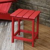 Sunnydaze Faux Wood Design Plastic All-Weather Square Modern Adirondack Side Table, Red - 3 of 4