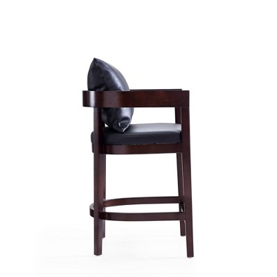 Sleek Manhattan Comfort 22" Black Wood Barstool with Gold Accents