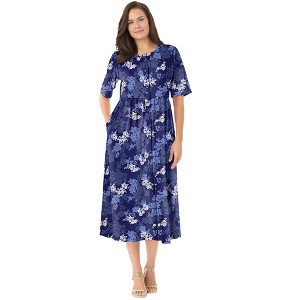 Woman Within Plus Size Button-Front Essential Dress - 1 of 4