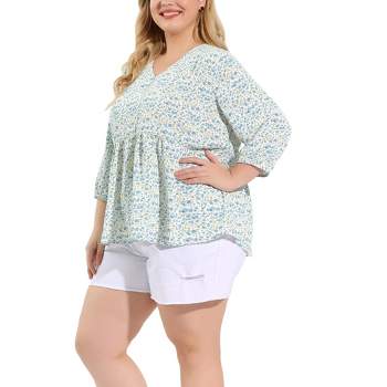 Agnes Orinda Women's Plus Size Summer Solid Textured Printed Babydoll Summer  Tops White 3x : Target