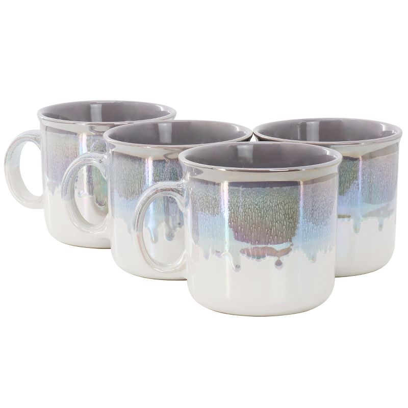Meritage Luster 4 Piece 19.8 Ounce Reactive Glaze Stoneware Can Mug Set in Gray, 1 of 7