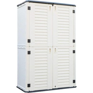 4.17 ft. W x 2.42 ft. D Durable Resin Double layered Storage Shed, Weather-Resistant Outdoor Storage Cabinet for Home, Patio and Garage - 1 of 4