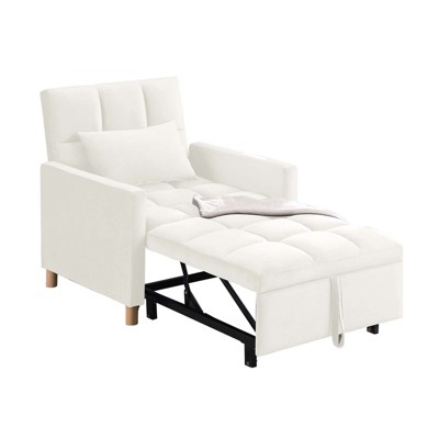 Aukfa Foam Metal, Hardwood Convertible Futon Chair, Sleeper Chair Bed-White