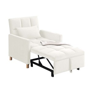 Aukfa Foam Metal, Hardwood Convertible Futon Chair, Sleeper Chair Bed-White - 1 of 4