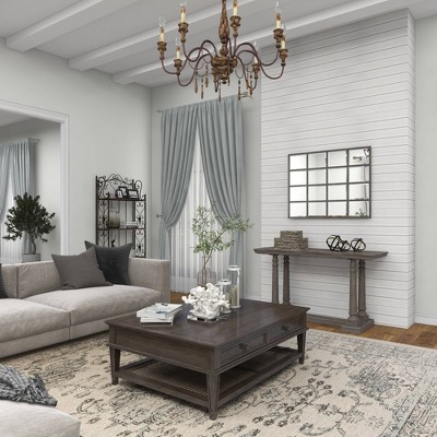 Black Window Pane Industrial Full-Length Wall Mirror 48"