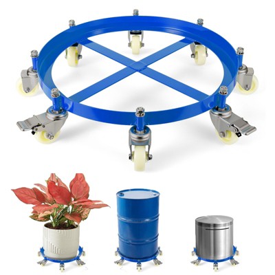55 Gallon Drum Dolly, 1000 lbs Load Capacity Trash Can Dolly With 4 Swivel Casters & Cross Braces, Non Tipping Hand Truck, Barrel Dolly
