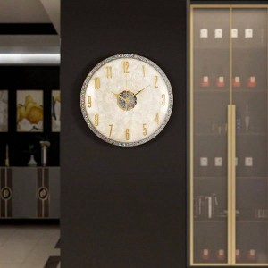 Luxury Decorative Wall Clock with Patterned Face for Living Room Aluminum Frame Large Modern Round Design Silent - 1 of 4