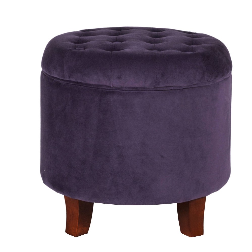 Photos - Pouffe / Bench Large Round Button Tufted Storage Ottoman Purple - HomePop