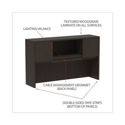 Espresso Woodgrain Laminate Desk Hutch with Doors and Compartments