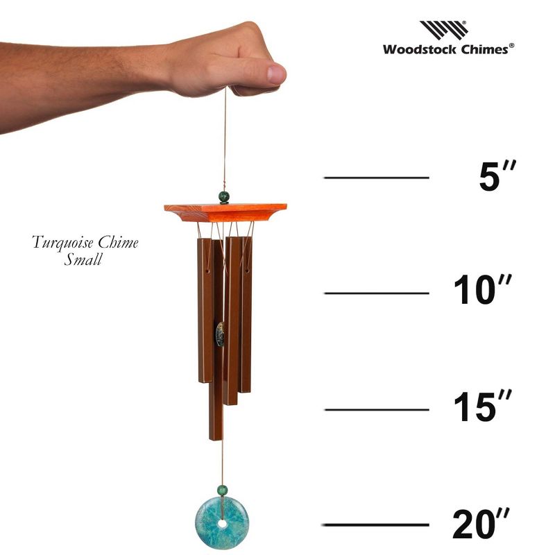 Woodstock Wind Chimes Signature Collection, Woodstock Turquoise Chime, Bronze Wind Chime, 5 of 11