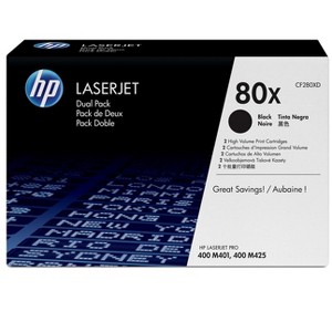 HP Inc. 80X 2-pack High Yield Black Original LaserJet Toner Cartridges, ~6900 pages, - 1 of 4