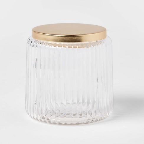Ribbed Glass Canister Clear - Threshold™ - image 1 of 4