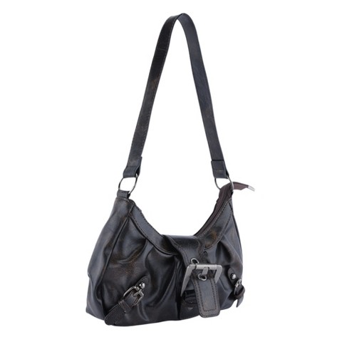 INSPIRE CHIC Shoulder Bag for Women Y2K Underarm Purse Retro Crescent Handbag with Belt Buckle Coffee 11.4*3.1*6.3 inches