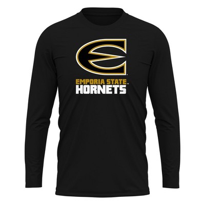 Emporia State University Adult Sport Long Sleeve Shirt Primary Logo, Black