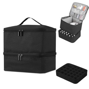 Double-Layer Nail Polish Organizer Bag, Holds 27 Bottles (15ML/0.5 FL.OZ or Larger), Nail Tools & Dryer Storage Case with Adjustable Dividers - 1 of 4