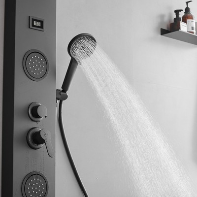 Matte Black 60.55'' Shower Panel with Adjustable Rainfall Shower Head
