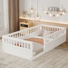 Nicbex Twin/Full Size Floor Bed for Kids,Montessori Bed Frame with High Fence,Sturdy Wood Playhouse Montessori Bed for Girls/Boys - 4 of 4