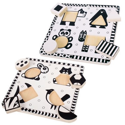  Bigjigs Toys Black and White Animal Puzzle Set  - Set of 2 