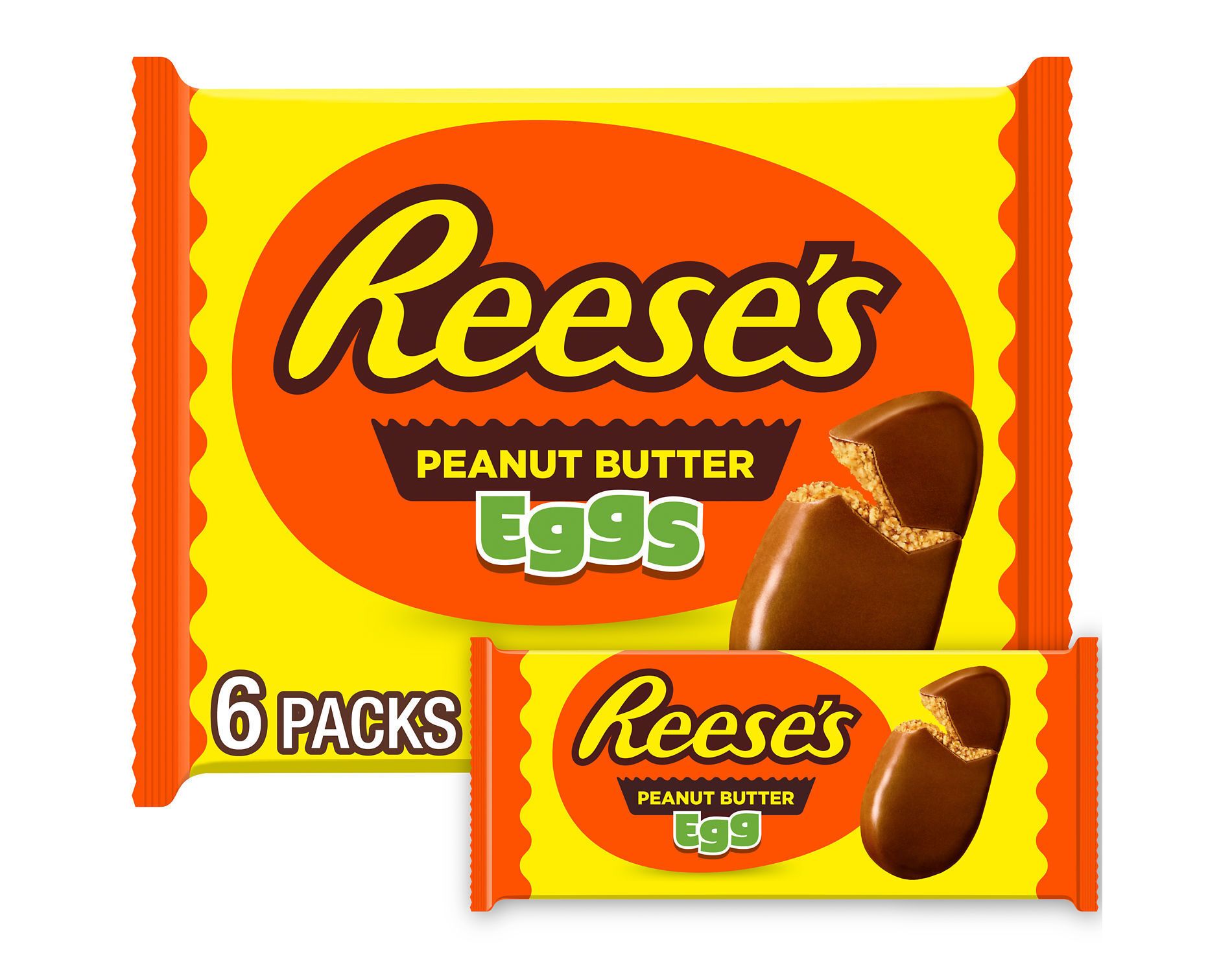 Reese's Milk Chocolate Peanut Butter Eggs Easter Candy Basket Stuffers - 7.2oz/6ct