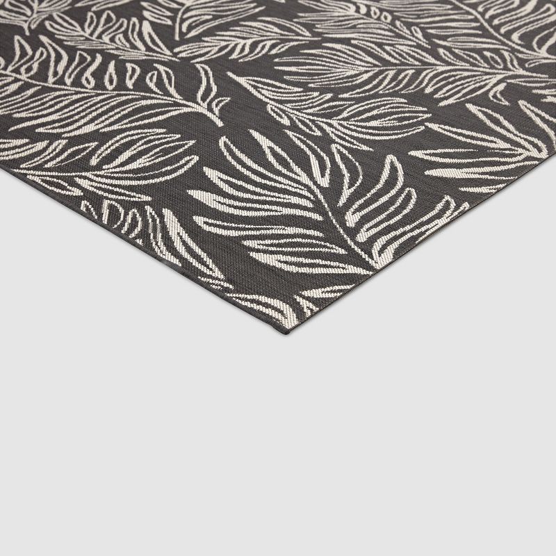 9&#39;2&#34;x12&#39; Leaves Outdoor Rug Black - Threshold&#8482;, 2 of 6