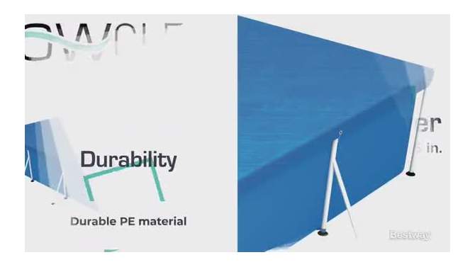 Bestway Flowclear Pro Rectangular UV Resistant Polyethylene Above Ground Swimming Pool Cover with Ropes (Pool Not Included), 2 of 10, play video