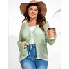 Women's Plus Size Knit Open Front Cardigan Hollow Out Summer Cardigan - 2 of 4