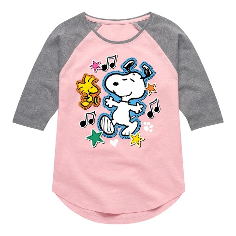 Girls' Peanuts Snoopy Woodstock Patches - Light Pink/ath Hea - Medium ...