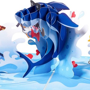 Paper Love 3D Father's Day Pop Up Card, Daddy Shark, Gift for Dad, Husband, Son, Anyone - 5" x 7" Cover - Includes Envelope and Note Tag - 1 of 4