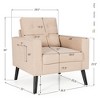 Modern Accent Armchair Upholstered Single Sofa Chair w/ 2-Side Pockets Navy\Beige\Grey - image 3 of 4